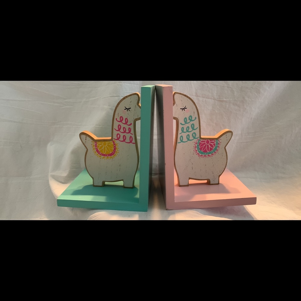 Llama Bookends - Pink and Green